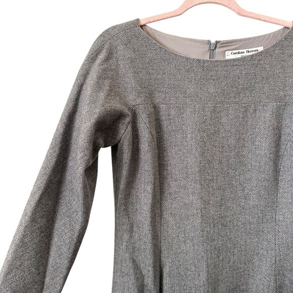 CAROLINA HERRERA Vintage Wool Dress Gray Sz 8 - Picture 4 of 5